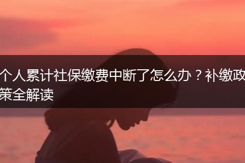 个人累计社保缴费中断了怎么办？补缴政策全解读