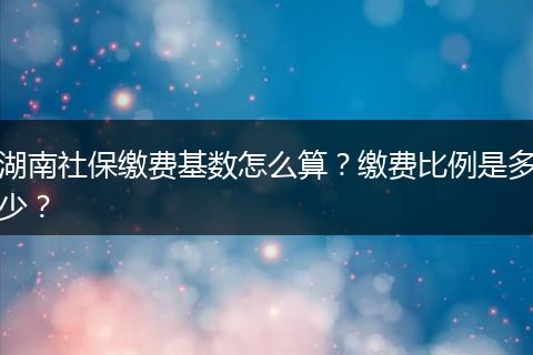 湖南社保缴费基数怎么算？缴费比例是多少？