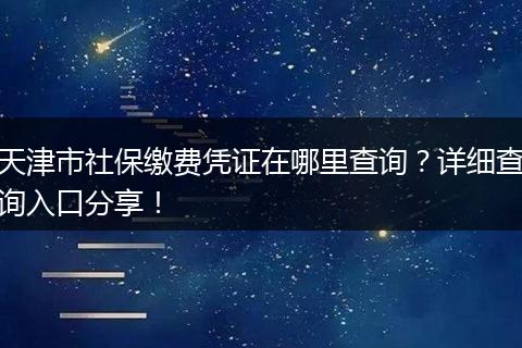 天津市社保缴费凭证在哪里查询？详细查询入口分享！