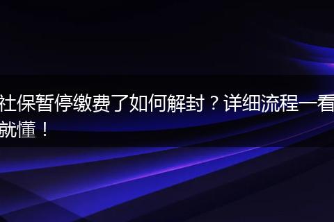 社保暂停缴费了如何解封？详细流程一看就懂！