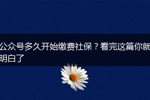 公众号多久开始缴费社保？看完这篇你就明白了