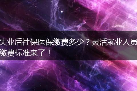 失业后社保医保缴费多少？灵活就业人员缴费标准来了！