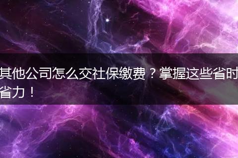 其他公司怎么交社保缴费？掌握这些省时省力！