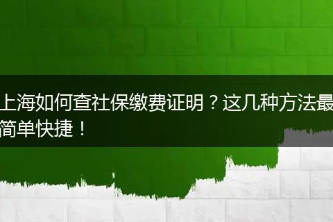 上海如何查社保缴费证明？这几种方法最简单快捷！