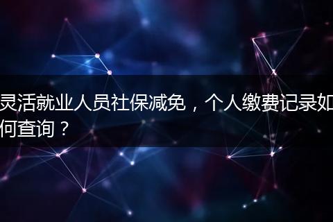 灵活就业人员社保减免，个人缴费记录如何查询？