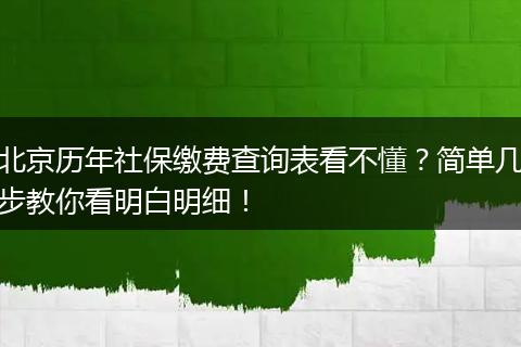 北京历年社保缴费查询表看不懂？简单几步教你看明白明细！