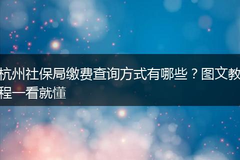 杭州社保局缴费查询方式有哪些？图文教程一看就懂