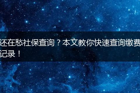 还在愁社保查询？本文教你快速查询缴费记录！