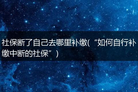 社保断了自己去哪里补缴(“如何自行补缴中断的社保”)