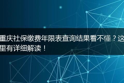 重庆社保缴费年限表查询结果看不懂？这里有详细解读！
