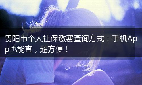 贵阳市个人社保缴费查询方式：手机App也能查，超方便！