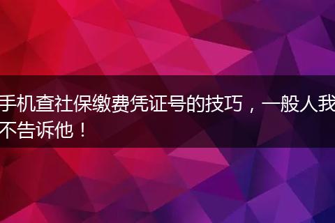 手机查社保缴费凭证号的技巧，一般人我不告诉他！