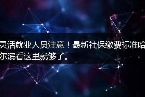 灵活就业人员注意！最新社保缴费标准哈尔滨看这里就够了。
