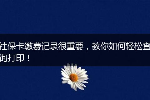 社保卡缴费记录很重要，教你如何轻松查询打印！