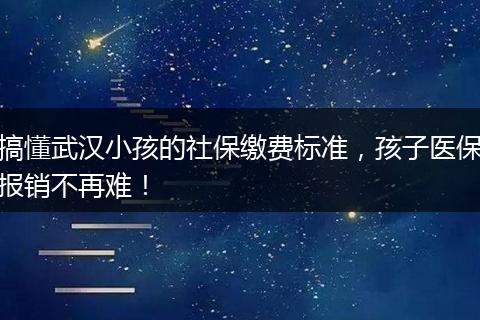 搞懂武汉小孩的社保缴费标准，孩子医保报销不再难！