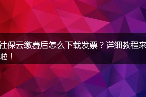 社保云缴费后怎么下载发票？详细教程来啦！