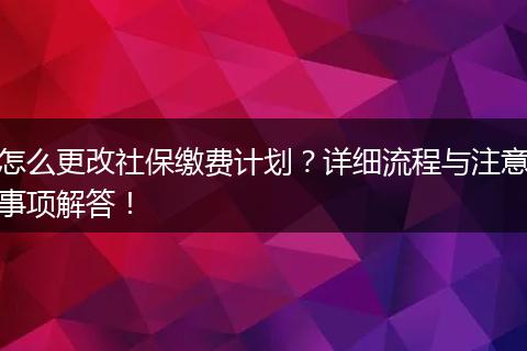 怎么更改社保缴费计划？详细流程与注意事项解答！