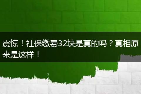 震惊！社保缴费32块是真的吗？真相原来是这样！
