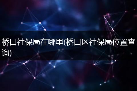 桥口社保局在哪里(桥口区社保局位置查询)