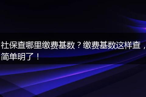 社保查哪里缴费基数？缴费基数这样查，简单明了！