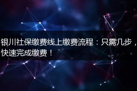 银川社保缴费线上缴费流程：只需几步，快速完成缴费！