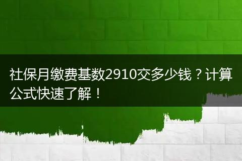 社保月缴费基数2910交多少钱？计算公式快速了解！