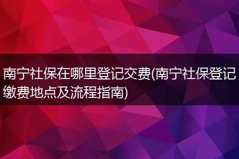 南宁社保在哪里登记交费(南宁社保登记缴费地点及流程指南)