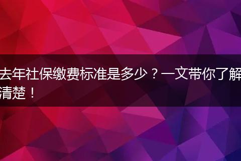 去年社保缴费标准是多少？一文带你了解清楚！