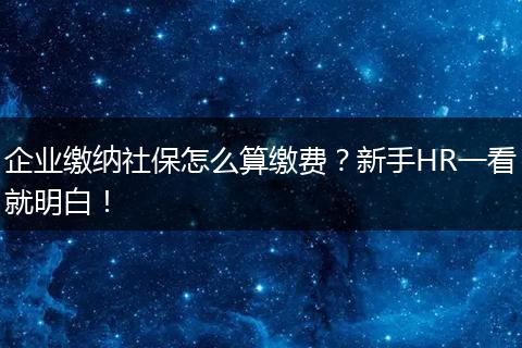 企业缴纳社保怎么算缴费?新手HR一看就明白!