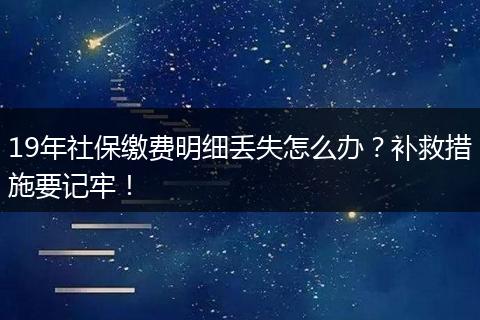 19年社保缴费明细丢失怎么办？补救措施要记牢！