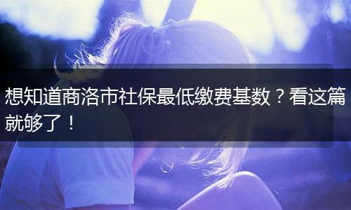 想知道商洛市社保最低缴费基数？看这篇就够了！