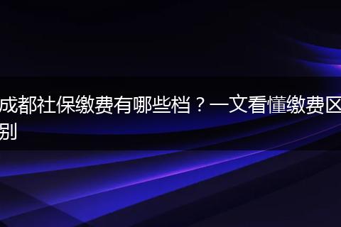 成都社保缴费有哪些档？一文看懂缴费区别