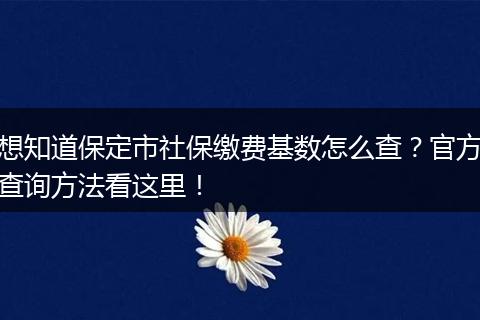 想知道保定市社保缴费基数怎么查？官方查询方法看这里！