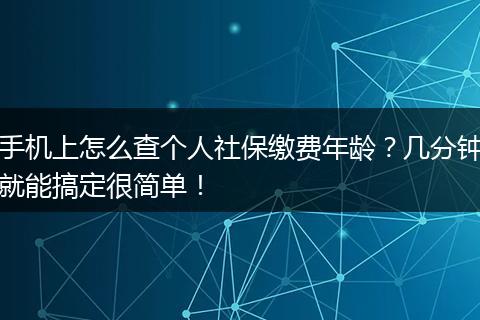 手机上怎么查个人社保缴费年龄？几分钟就能搞定很简单！