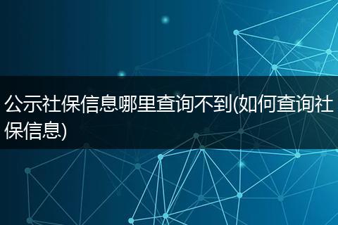 公示社保信息哪里查询不到(如何查询社保信息)