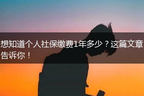 想知道个人社保缴费1年多少？这篇文章告诉你！