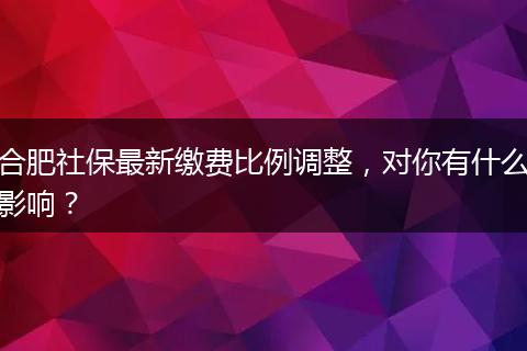 合肥社保最新缴费比例调整，对你有什么影响？