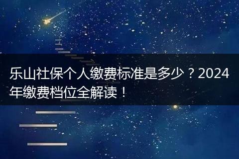 乐山社保个人缴费标准是多少？2024年缴费档位全解读！