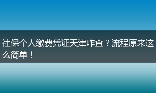 社保个人缴费凭证天津咋查？流程原来这么简单！