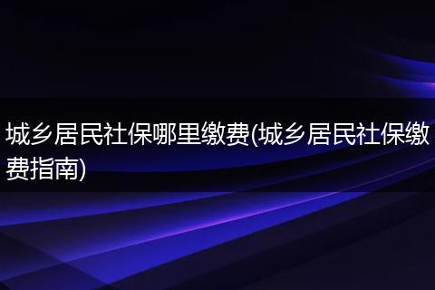 城乡居民社保哪里缴费(城乡居民社保缴费指南)
