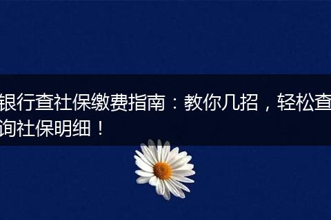 银行查社保缴费指南：教你几招，轻松查询社保明细！