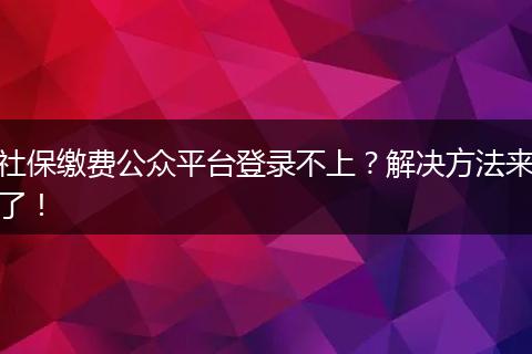 社保缴费公众平台登录不上？解决方法来了！