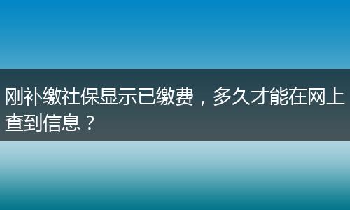 刚补缴社保显示已缴费，多久才能在网上查到信息？