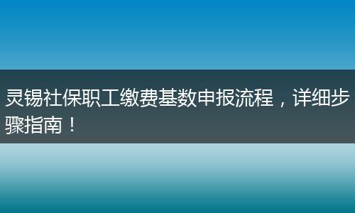 灵锡社保职工缴费基数申报流程，详细步骤指南！