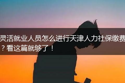 灵活就业人员怎么进行天津人力社保缴费？看这篇就够了！