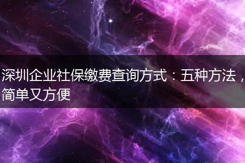 深圳企业社保缴费查询方式:五种方法,简单又方便