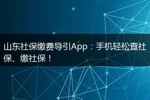 山东社保缴费导引App：手机轻松查社保、缴社保！