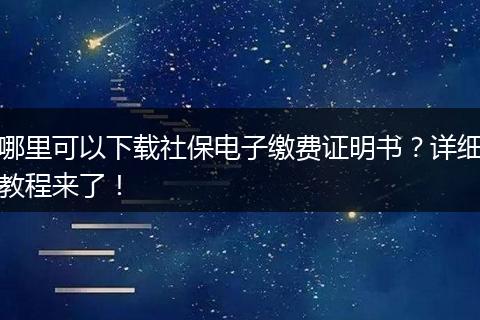 哪里可以下载社保电子缴费证明书？详细教程来了！