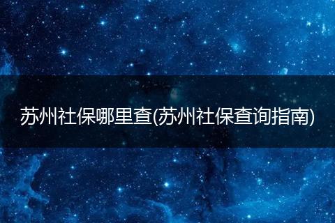 苏州社保哪里查(苏州社保查询指南)