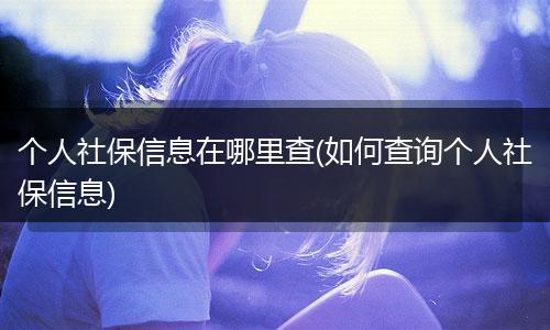 个人社保信息在哪里查(如何查询个人社保信息)
